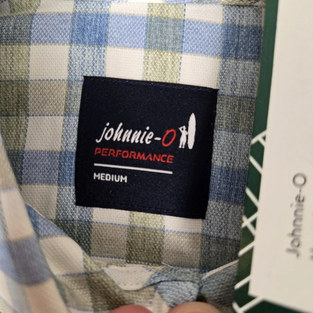 Johnnie-O Shirt Mens Medium Button Up McArthur Sequoia Plaid Stretch Performance